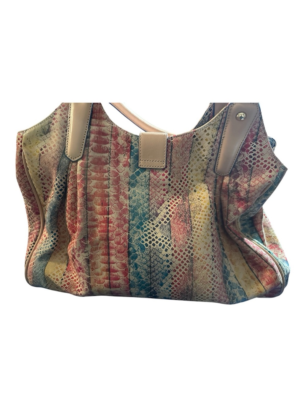 Elisa Multi-Color Snake-Print Leather Tote Bag by Brahmin - Picture 2 of 16